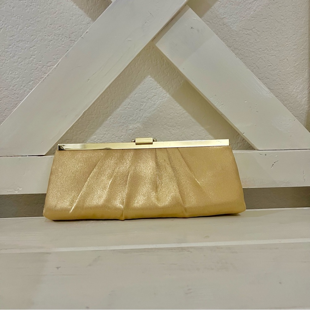 Jessica McClintock Gold Clutch with Pleated Texture